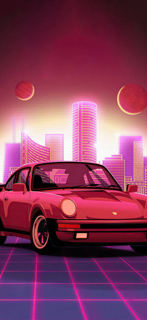 Iphone X Car Pink Vector Wallpaper