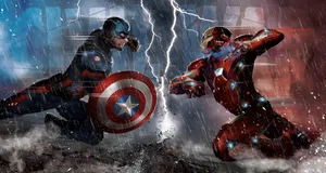 Iron Man And Captain America Fight Together For Justice Wallpaper