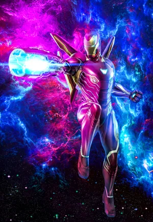 Iron Man Cosmic Armor Energy Blast Wallpaper