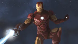 Iron_ Man_ Energy_ Blast_ Night_ Sky Wallpaper