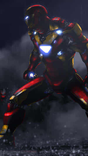 Iron Man In Action Night Rain Wallpaper