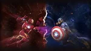 Iron Man Vs Captain America Battle For Justice Wallpaper
