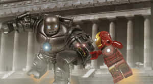 Iron Man Vs Iron Monger Lego Showdown Wallpaper