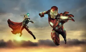 Iron Manand Thorin Flight Wallpaper