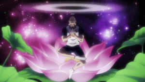 Isaac Netero Meditating Under Divine Light Wallpaper