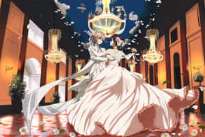 Isabella York Posing In Red Dress Wallpaper