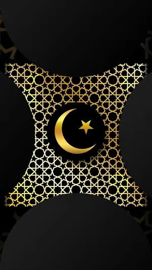 Islamic Crescentand Star Design Wallpaper