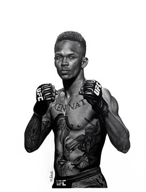 Israel Adesanya In Black And White Wallpaper