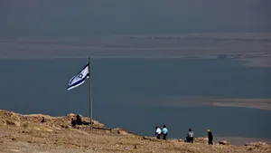 Israel Flag Fluttering By The Seaside Wallpaper