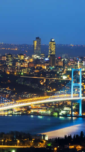 Istanbul Night Skyline Bosphorus Bridge Wallpaper