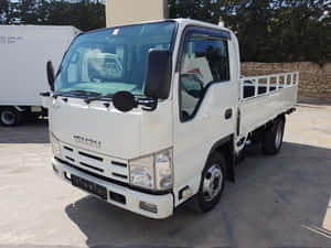 Isuzu Elf White Flatbed Truck Wallpaper