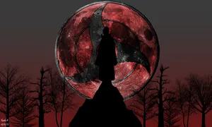 Itachi Mangekyou Sharingan Sillhouette On Mountain Wallpaper