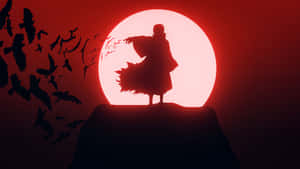 Itachi Silhouette Against Red Moon Wallpaper