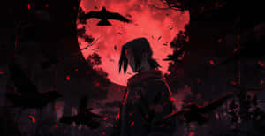 Itachi Uchiha Red Moon Crows Wallpaper