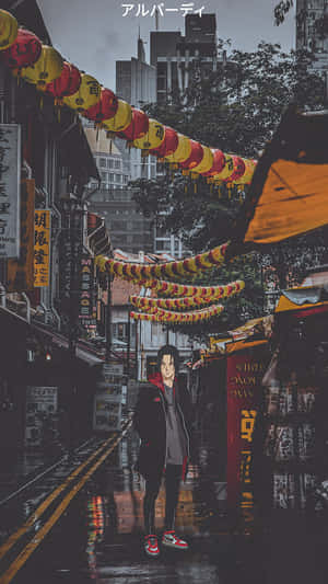 Itachi Under Lanterns In Tokyo Anime Wallpaper