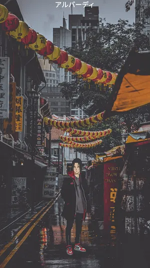 Itachi Under Lanterns In Tokyo Anime Wallpaper