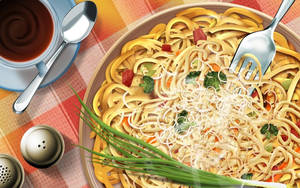 Italian Food Pasta Art Wallpaper