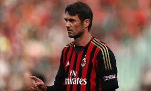Italian Soccer Legend - Paolo Maldini In Fly Emirates Jersey Wallpaper