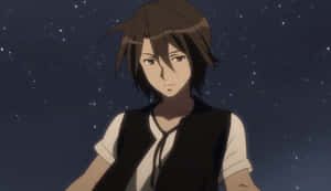 Itsuki Koizumi Standing Confidently In An Animated Backdrop Wallpaper