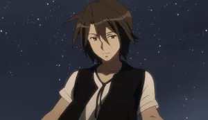 Itsuki Koizumi Standing Confidently In An Animated Backdrop Wallpaper