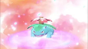 Ivysaur In A Pink Space Wallpaper