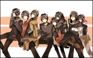 Izaya Orihara Smirking Against City Backdrop Wallpaper