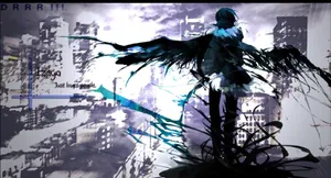 Izaya Orihara Smirking Amidst The Cityscape Of Ikebukuro Wallpaper