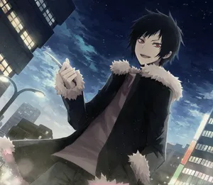 Izaya Orihara Smirking In The City Wallpaper