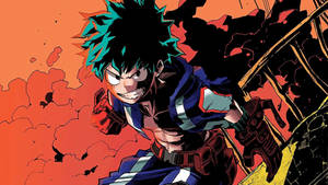 Izuku Midoriya Of My Hero Academia Showing His Fearless Determination Wallpaper