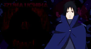 Izuna Uchiha In Battle Stance Amidst Powerful Flames Wallpaper