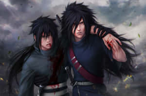 Izuna Uchiha Showcasing His Sharingan Powers Wallpaper