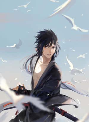 Izuna Uchiha Unleashing His Power In An Intense Battle Wallpaper