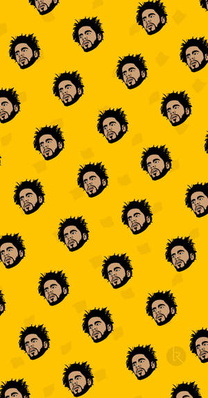 J Cole Face Pattern Wallpaper