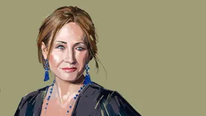 J.k. Rowling Smiling At A Book Launch Event Wallpaper