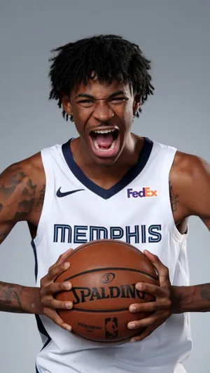 Ja Morant Fierce Basketball Pose Wallpaper