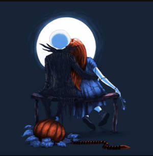 Jack And Sally Moon Art Wallpaper