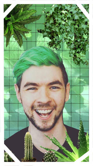 Jacksepticeye With Green Plants Wallpaper