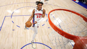 Jaden Ivey Detroit Pistons Basketball Action Wallpaper