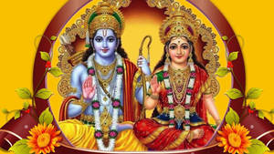 Jai Shri Ram Rama And Sita With Flowers Wallpaper