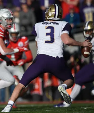 Jake Browning Quarterback Action Wallpaper