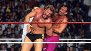 Jake Roberts Holding Ted Dibiase In A Rear Arm Lock Wallpaper