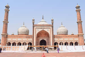 Jama_ Masjid_ Delhi_ Front_ View Wallpaper