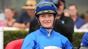 Jamie Kah, Champion Female Jockey In Action Wallpaper