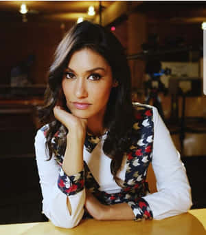 Janina Gavankar Striking A Pose In An Elegant Outfit Wallpaper