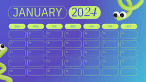 January_2024_ Calendar_with_ Cartoon_ Snakes Wallpaper