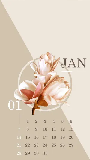 January Flower Calendar Wallpaper