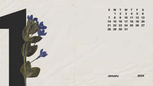 January2024 Calendar Floral Design Wallpaper