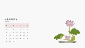 January2024 Calendar Lotus Theme Wallpaper