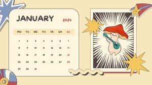 January2024 Calendarwith Cartoon Mouse Wallpaper