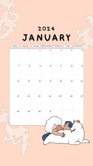 January2024 Calendarwith Illustration Wallpaper